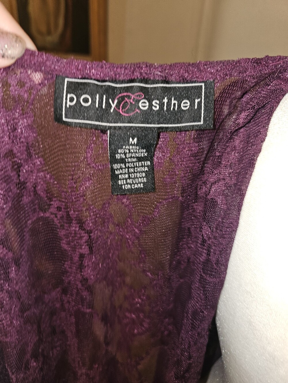 Modcloth Polly Esther Duster Lace Kimono Cover-Up Maroon Fairy Bell Sleeves - Picture 2 of 7